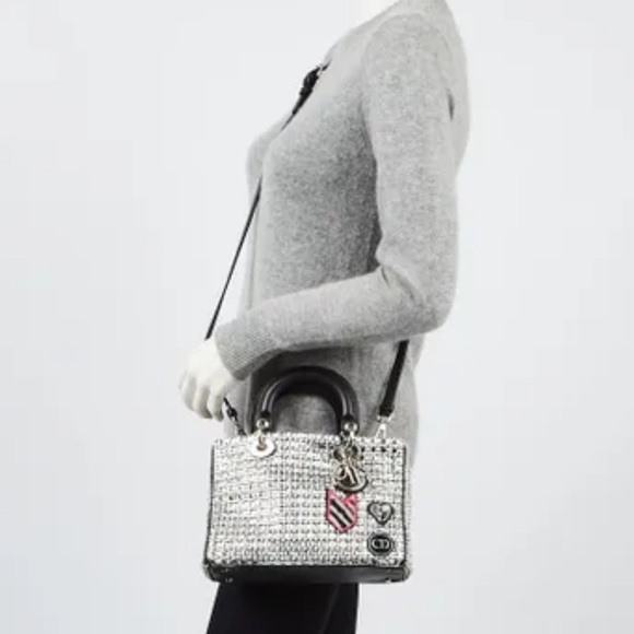 Christian Dior Tweed Patch Small Lady Dior Bag - Picture 3 of 5